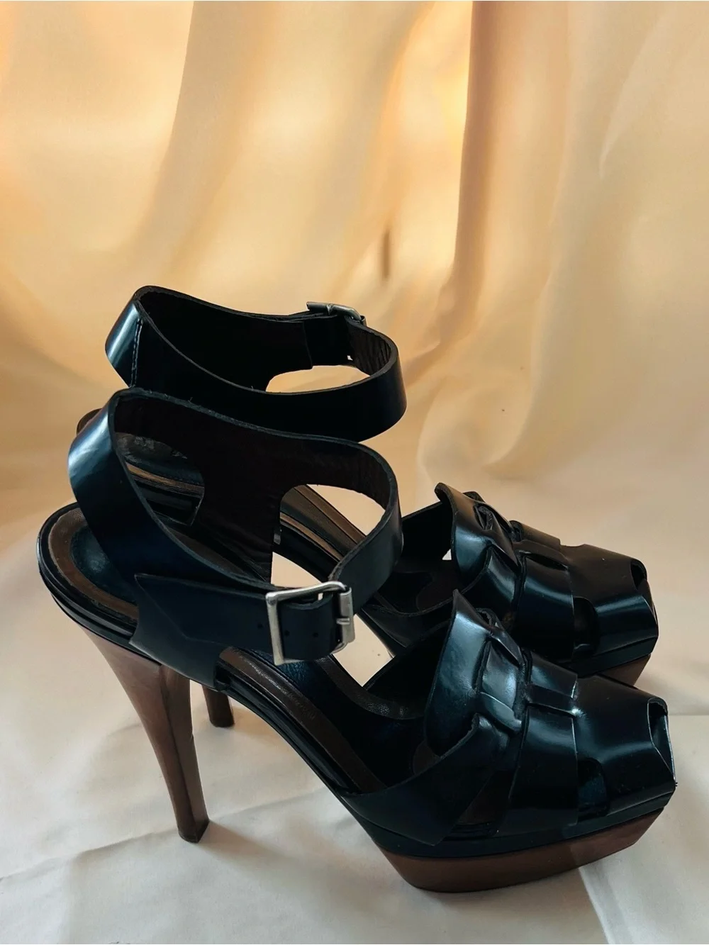 Marni Platform Peep-Toe Ankle-Strap Sandals in Brown